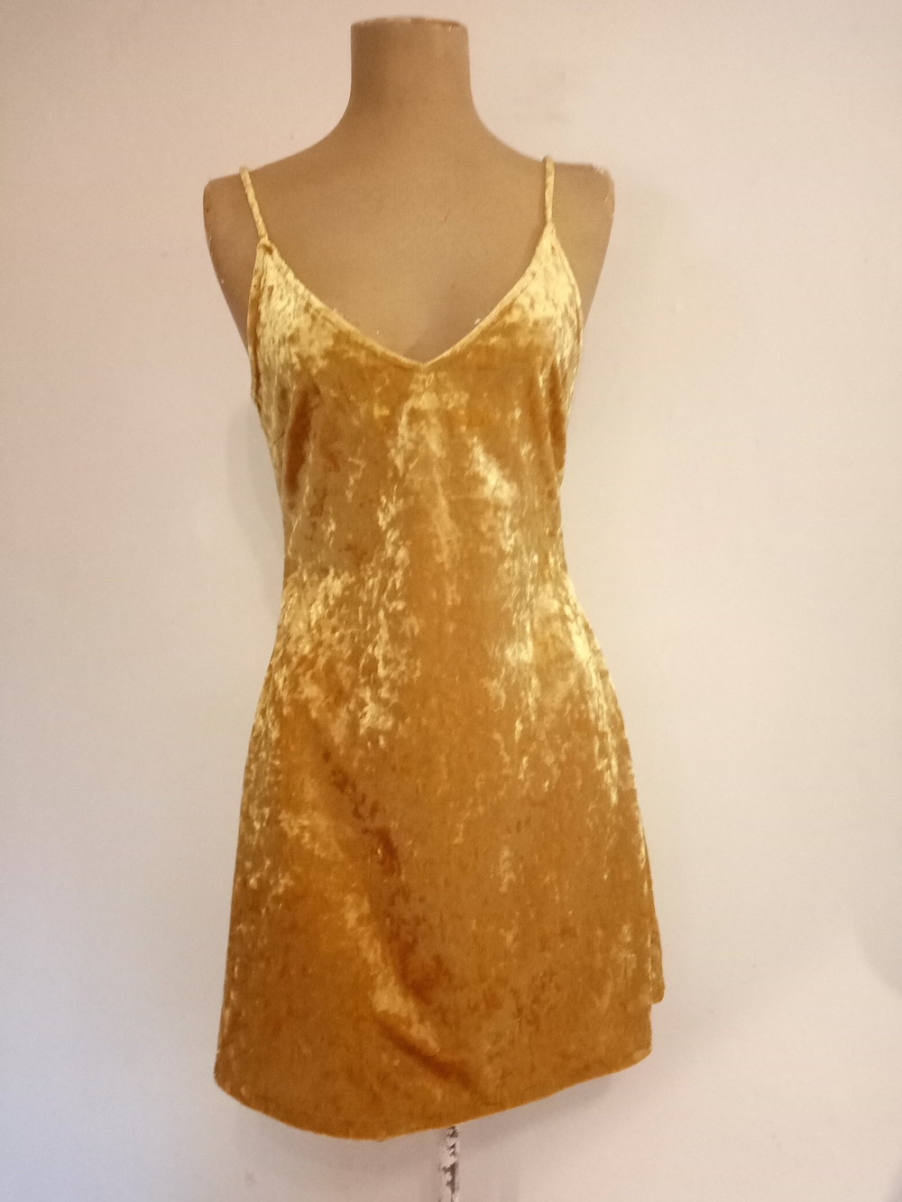 Forever 21 Gold Crushed Velvet Slip Dress